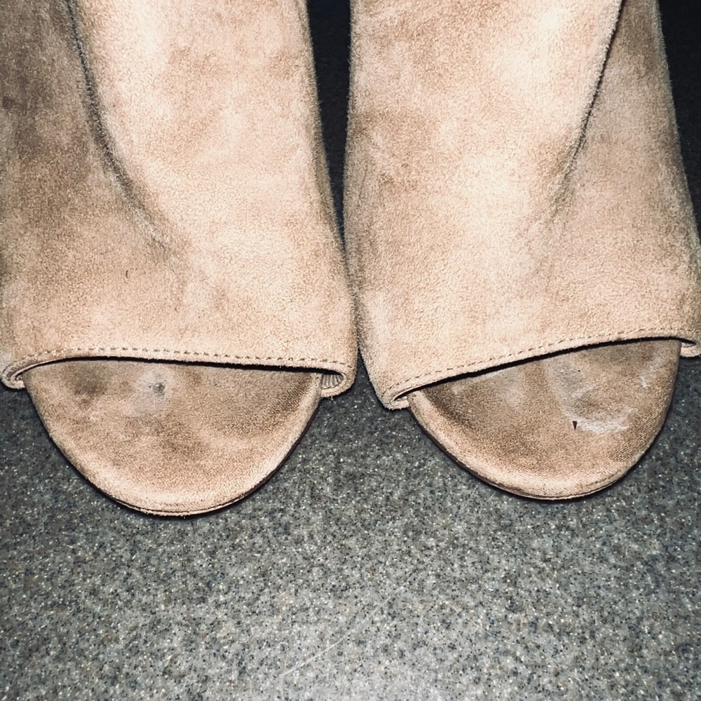 Sam Edelman Tan Suede Leather Yarn Peep Toe Ankle Booties women's size 8.5 - Picture 4 of 8